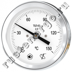 ТБЛ-63 кл.т.2,5 IP54 0…100C° L100мм. ГН G1/2 ОШ Термометр биметаллический